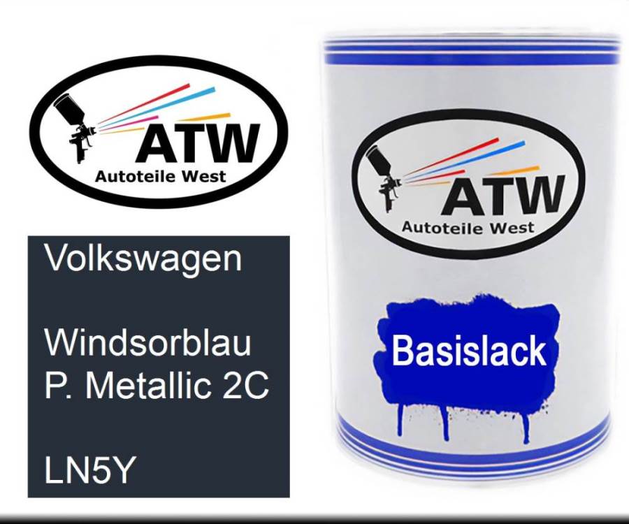 Volkswagen, Windsorblau P. Metallic 2C, LN5Y: 500ml Lackdose, von ATW Autoteile West.